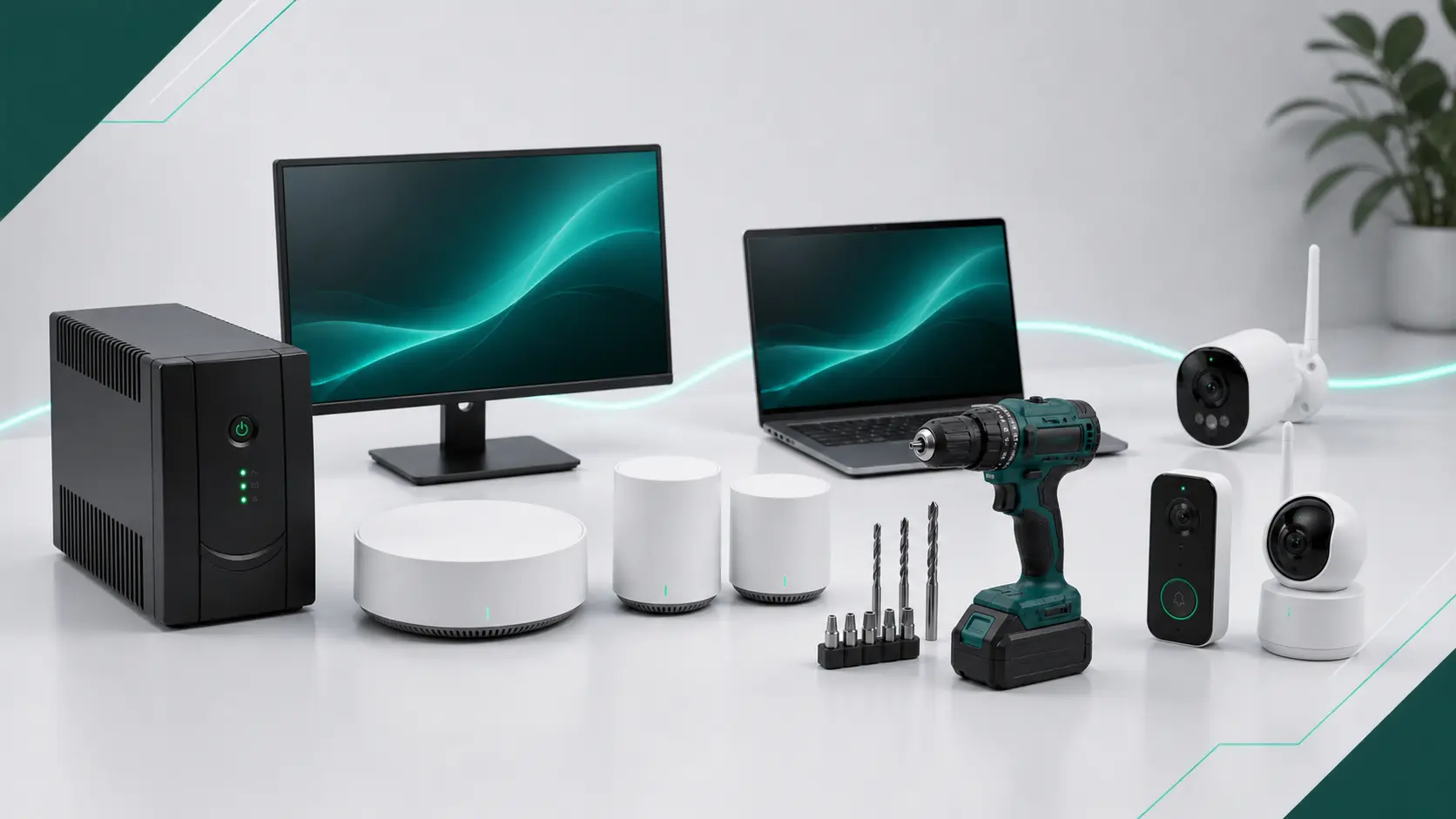 Produtos de tecnologia, conectividade, ferramentas e segurança